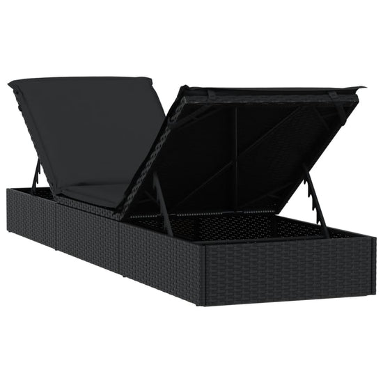 Ligbed met tafel poly rattan zwart MeubelReus