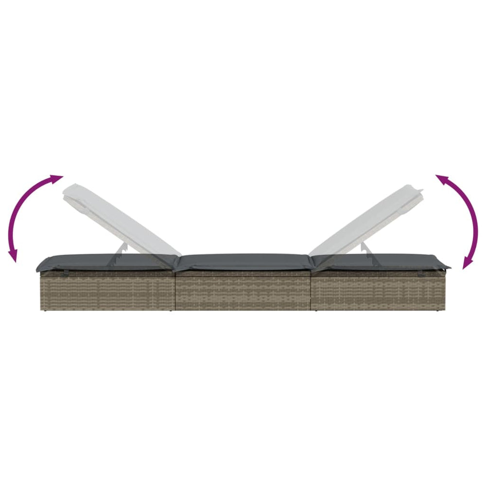 Ligbedden 2 st met tafel poly rattan grijs MeubelReus
