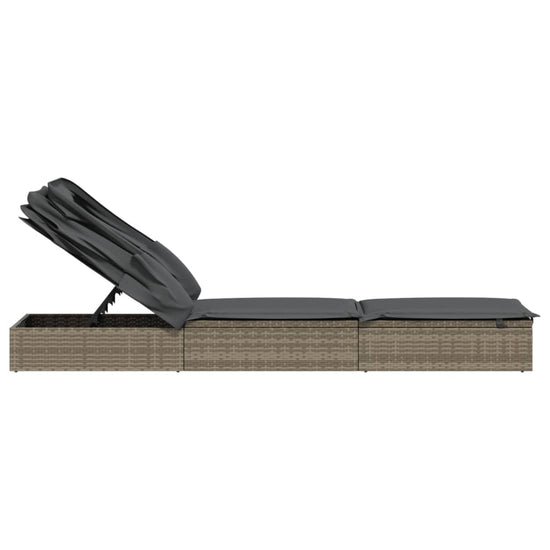 Ligbed met inklapbaar dak 213x63x97 cm poly rattan grijs MeubelReus