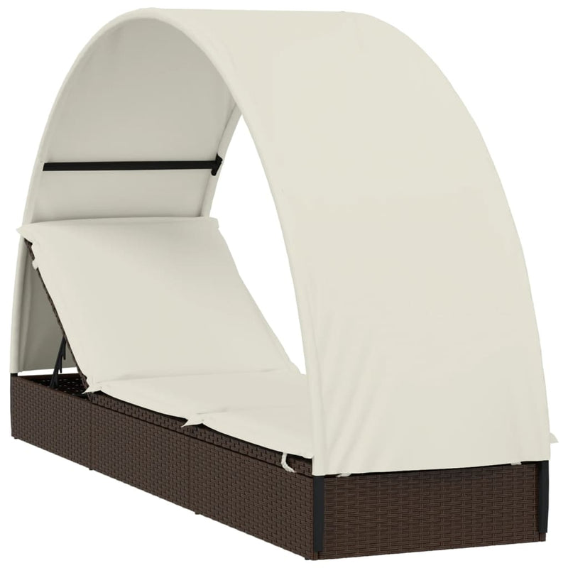 Ligbed met rond dak 211x57x140 cm poly rattan bruin MeubelReus