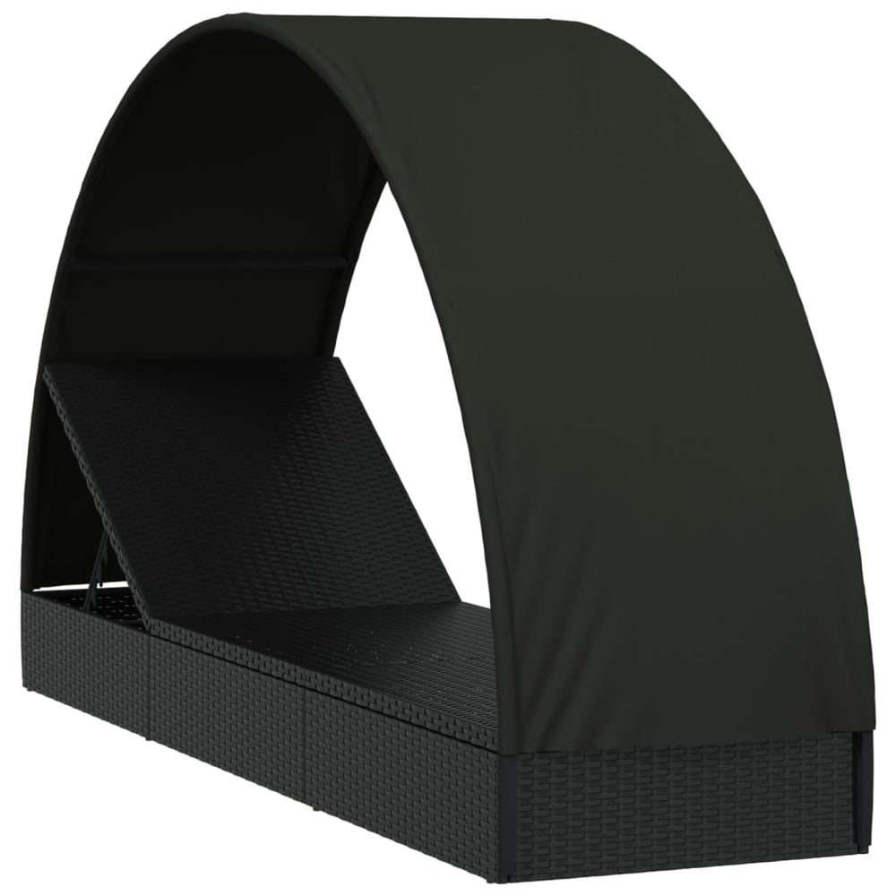 Ligbed met rond dak 211x57x140 cm poly rattan zwart MeubelReus
