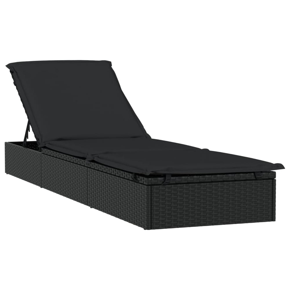 Ligbed met rond dak 211x57x140 cm poly rattan zwart MeubelReus