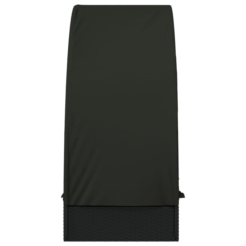 Ligbed met rond dak 211x57x140 cm poly rattan zwart MeubelReus