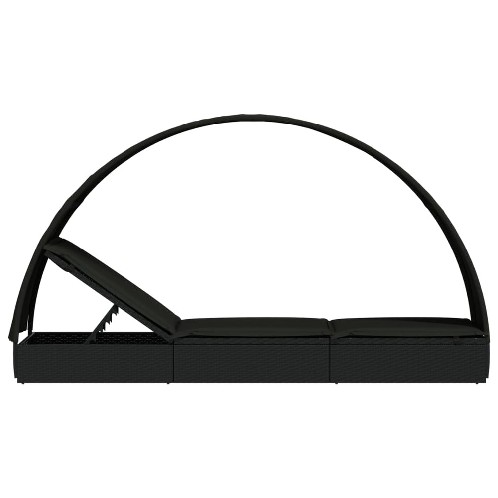 Ligbed met rond dak 211x57x140 cm poly rattan zwart MeubelReus