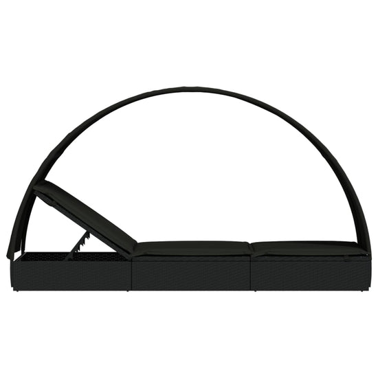 Ligbed met rond dak 211x57x140 cm poly rattan zwart MeubelReus