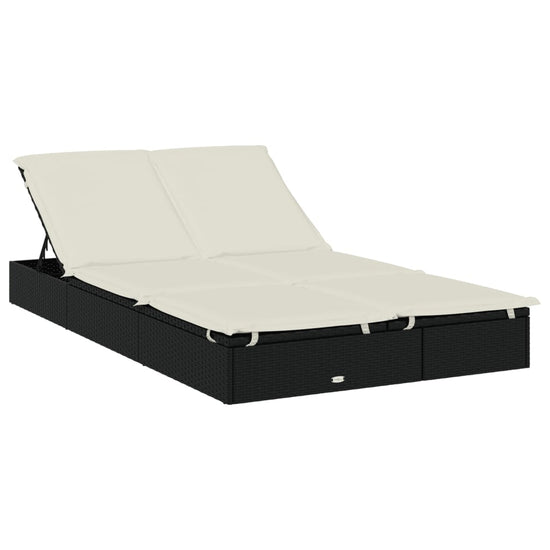 Ligbed met kussens 2-persoons poly rattan zwart MeubelReus