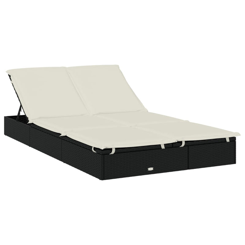 Ligbed met kussens 2-persoons poly rattan zwart MeubelReus