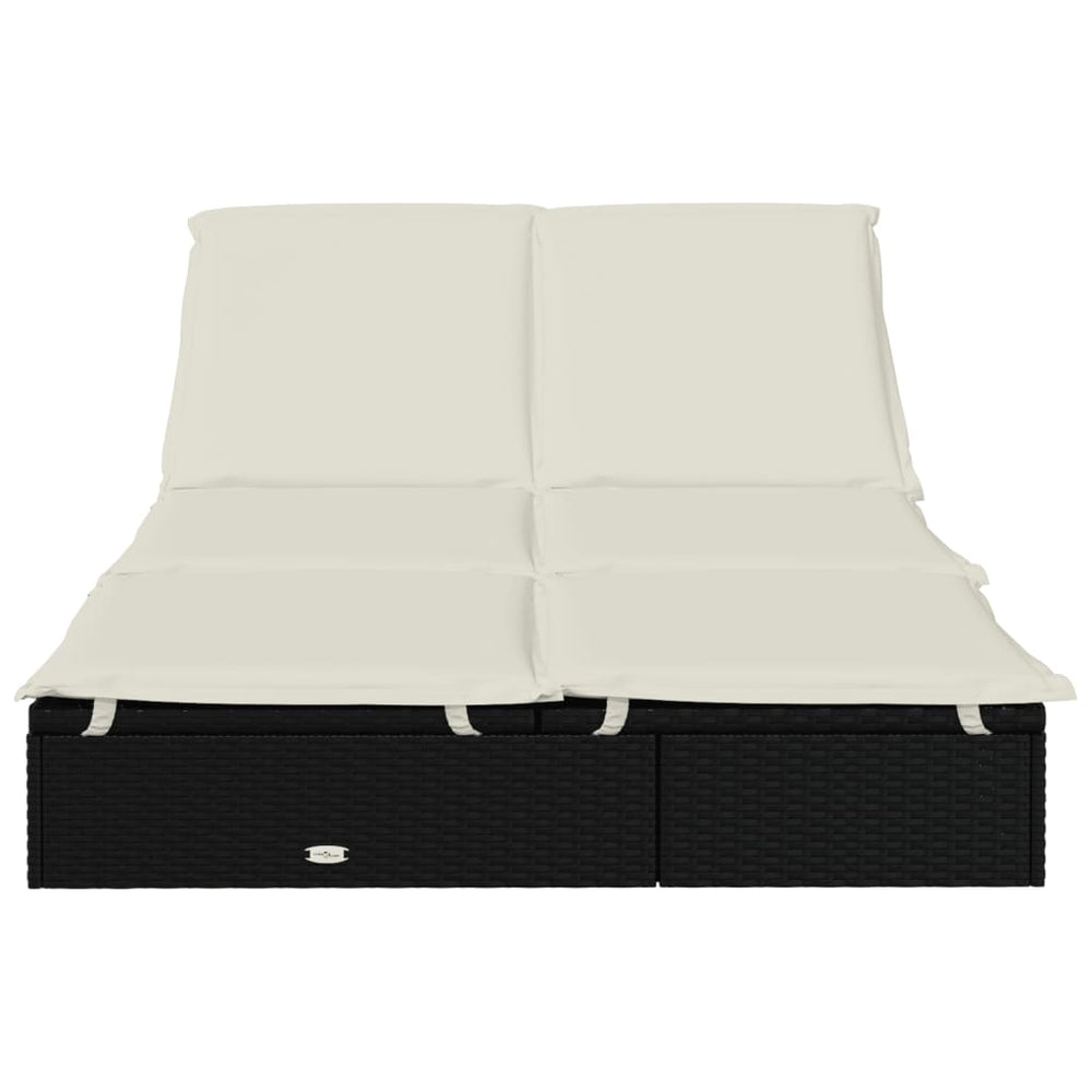 Ligbed met kussens 2-persoons poly rattan zwart MeubelReus