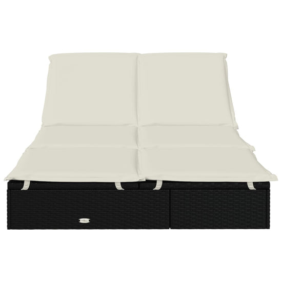 Ligbed met kussens 2-persoons poly rattan zwart MeubelReus