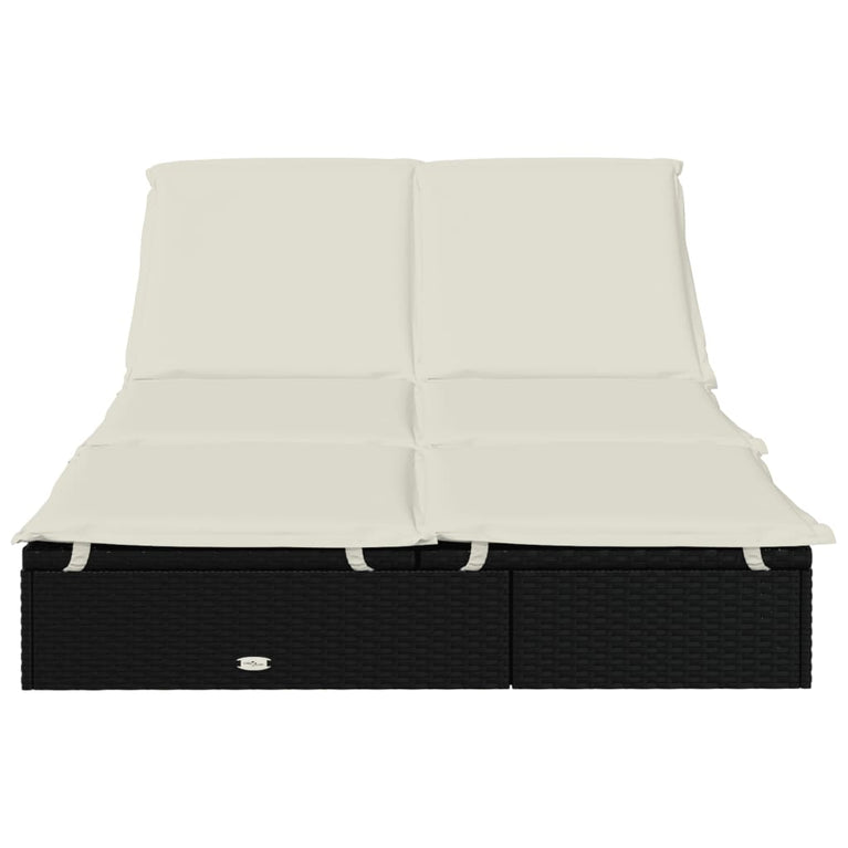 Ligbed met kussens 2-persoons poly rattan zwart MeubelReus