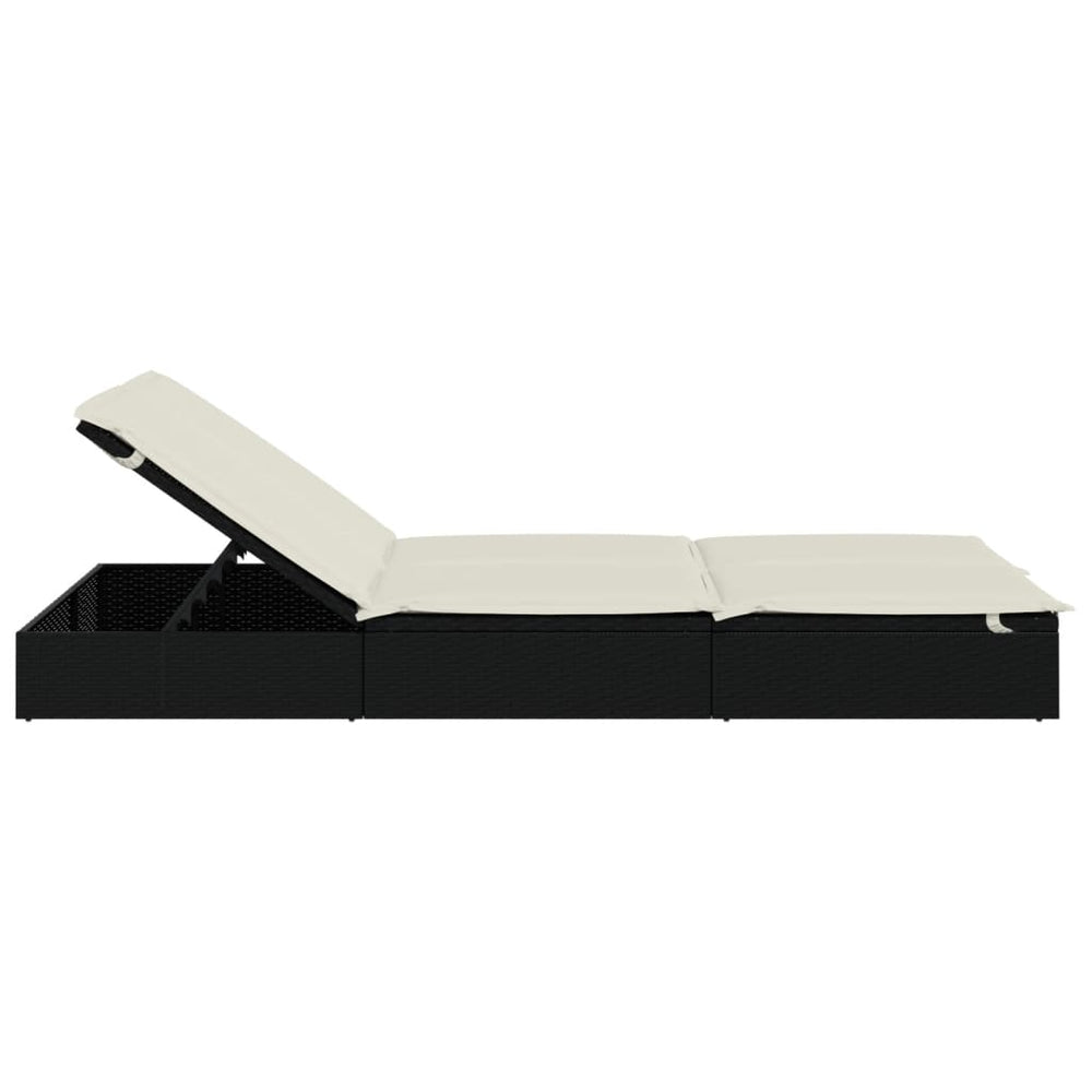 Ligbed met kussens 2-persoons poly rattan zwart MeubelReus