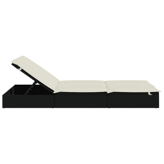 Ligbed met kussens 2-persoons poly rattan zwart MeubelReus