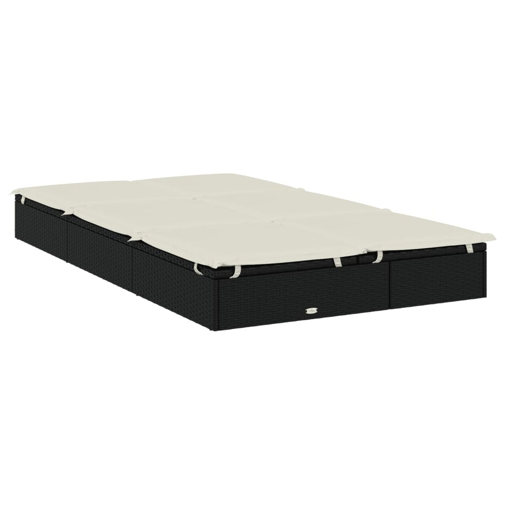 Ligbed met kussens 2-persoons poly rattan zwart MeubelReus