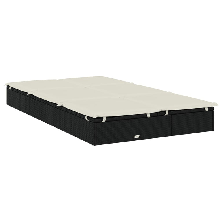 Ligbed met kussens 2-persoons poly rattan zwart MeubelReus