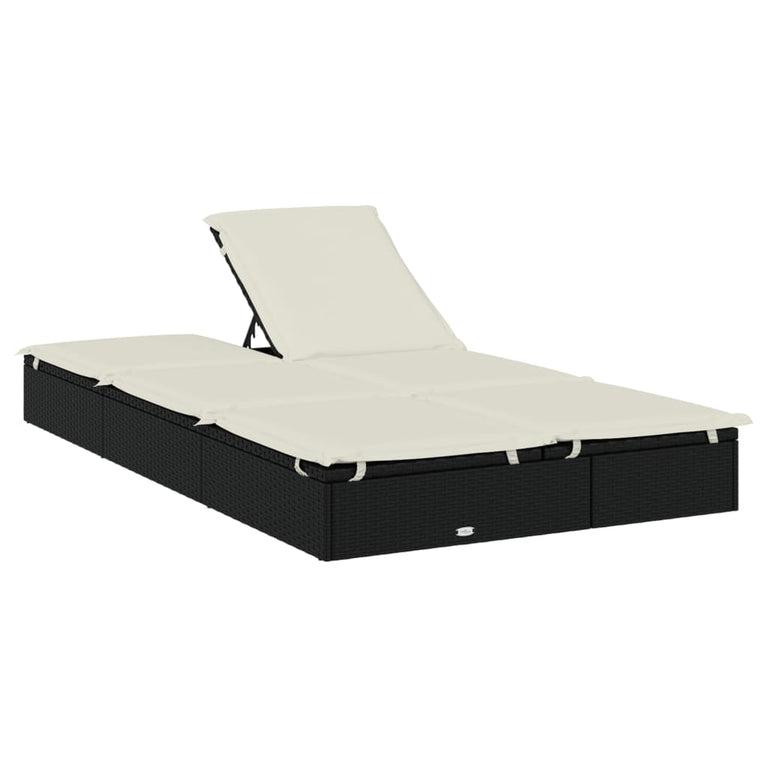 Ligbed met kussens 2-persoons poly rattan zwart MeubelReus