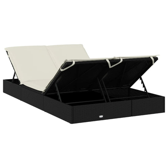 Ligbed met kussens 2-persoons poly rattan zwart MeubelReus