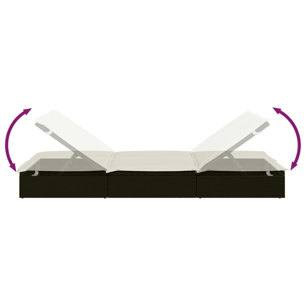 Ligbed met kussens 2-persoons poly rattan zwart MeubelReus