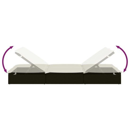 Ligbed met kussens 2-persoons poly rattan zwart MeubelReus