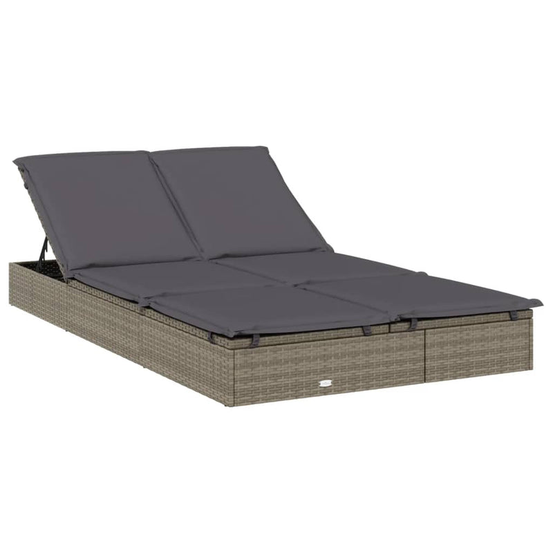 Ligbed met kussens 2-persoons poly rattan grijs MeubelReus