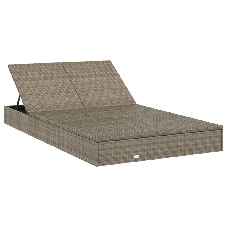 Ligbed met kussens 2-persoons poly rattan grijs MeubelReus