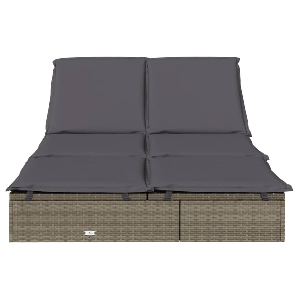 Ligbed met kussens 2-persoons poly rattan grijs MeubelReus