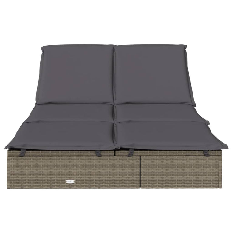 Ligbed met kussens 2-persoons poly rattan grijs MeubelReus