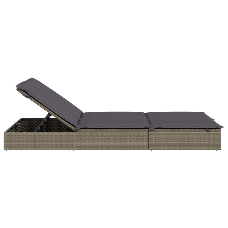 Ligbed met kussens 2-persoons poly rattan grijs MeubelReus