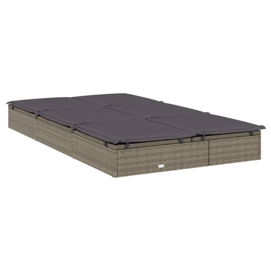 Ligbed met kussens 2-persoons poly rattan grijs MeubelReus