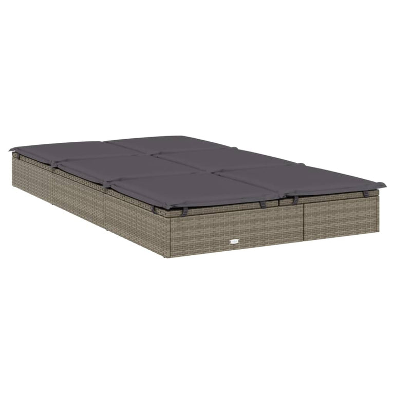 Ligbed met kussens 2-persoons poly rattan grijs MeubelReus