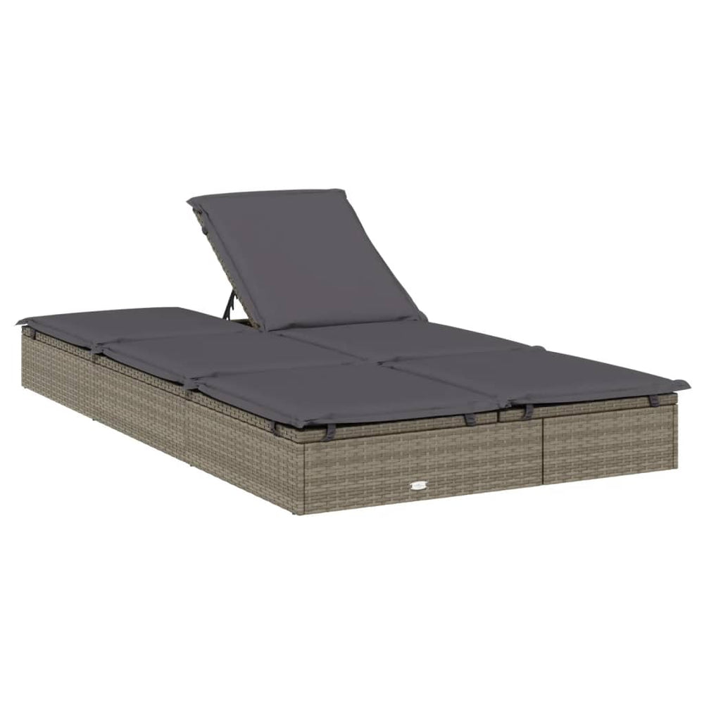 Ligbed met kussens 2-persoons poly rattan grijs MeubelReus