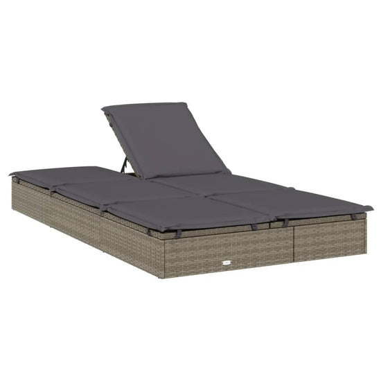 Ligbed met kussens 2-persoons poly rattan grijs MeubelReus