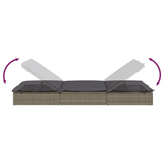 Ligbed met kussens 2-persoons poly rattan grijs MeubelReus