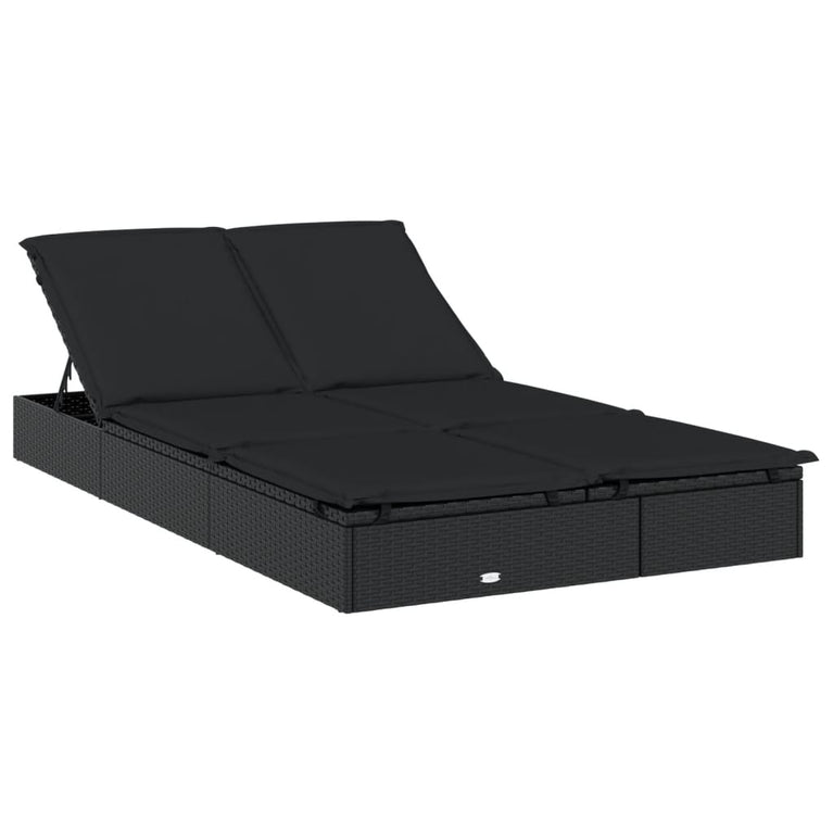 Ligbed met kussens 2-persoons poly rattan zwart MeubelReus