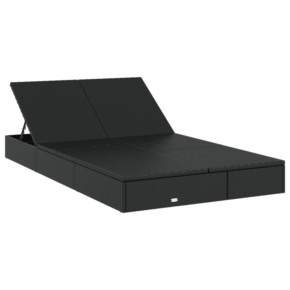 Ligbed met kussens 2-persoons poly rattan zwart MeubelReus