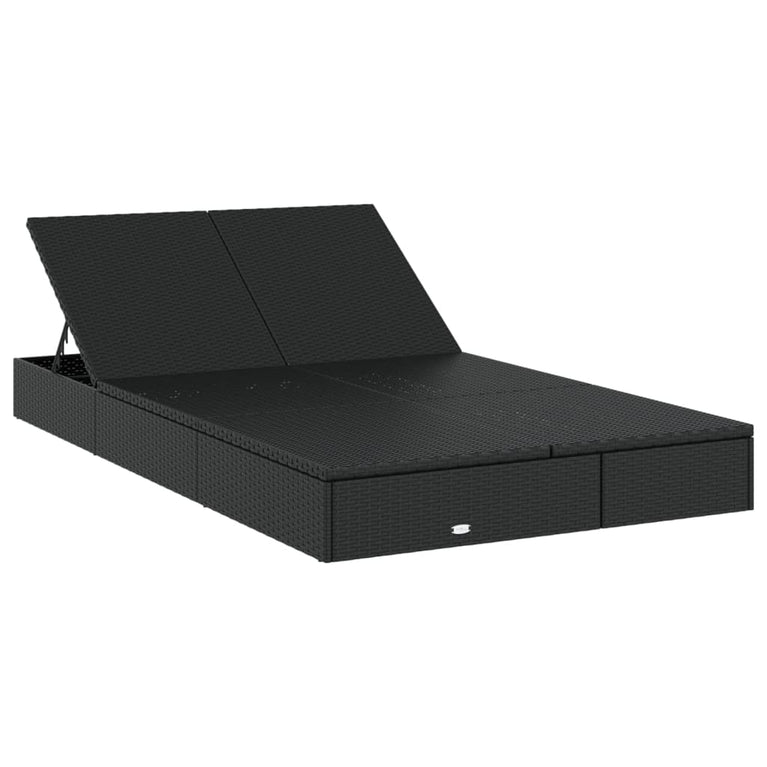 Ligbed met kussens 2-persoons poly rattan zwart MeubelReus