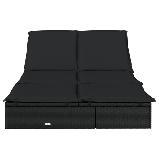 Ligbed met kussens 2-persoons poly rattan zwart MeubelReus