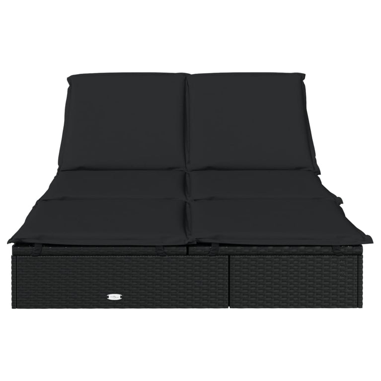 Ligbed met kussens 2-persoons poly rattan zwart MeubelReus