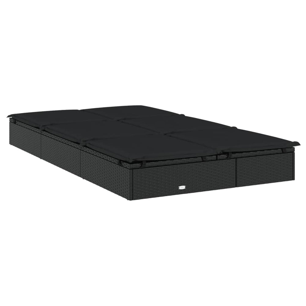 Ligbed met kussens 2-persoons poly rattan zwart MeubelReus