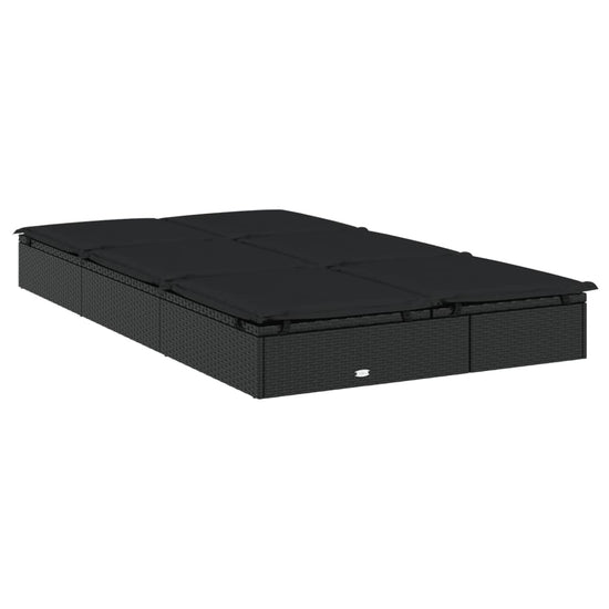 Ligbed met kussens 2-persoons poly rattan zwart MeubelReus