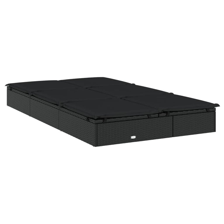 Ligbed met kussens 2-persoons poly rattan zwart MeubelReus