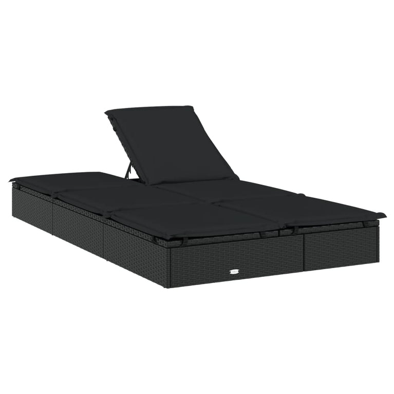 Ligbed met kussens 2-persoons poly rattan zwart MeubelReus