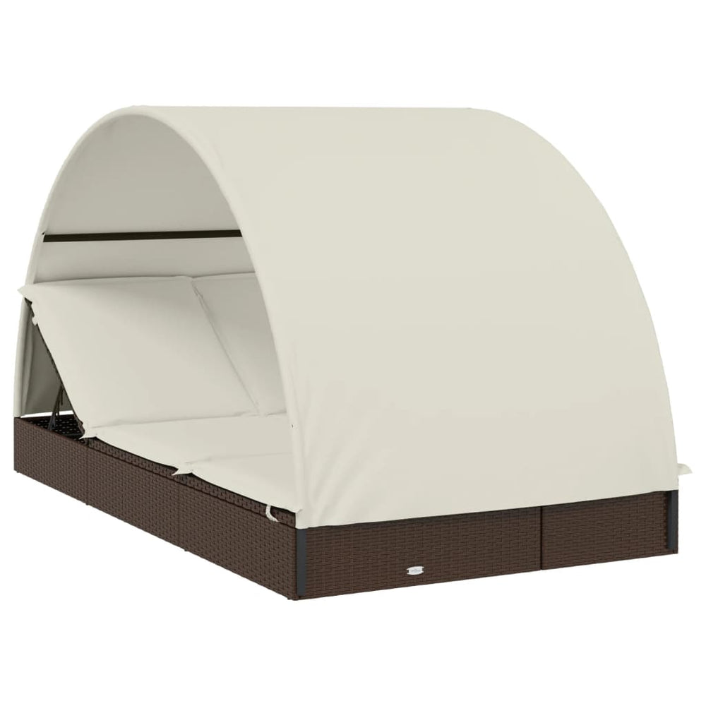 Ligbed 2-persoons met rond dak 211x112x140 cm poly rattan bruin MeubelReus