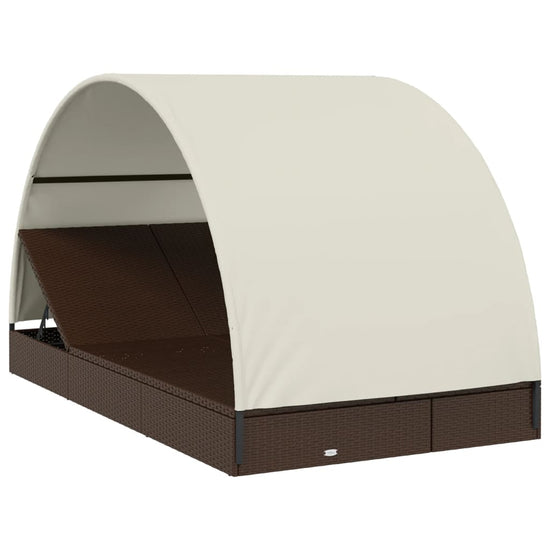 Ligbed 2-persoons met rond dak 211x112x140 cm poly rattan bruin MeubelReus