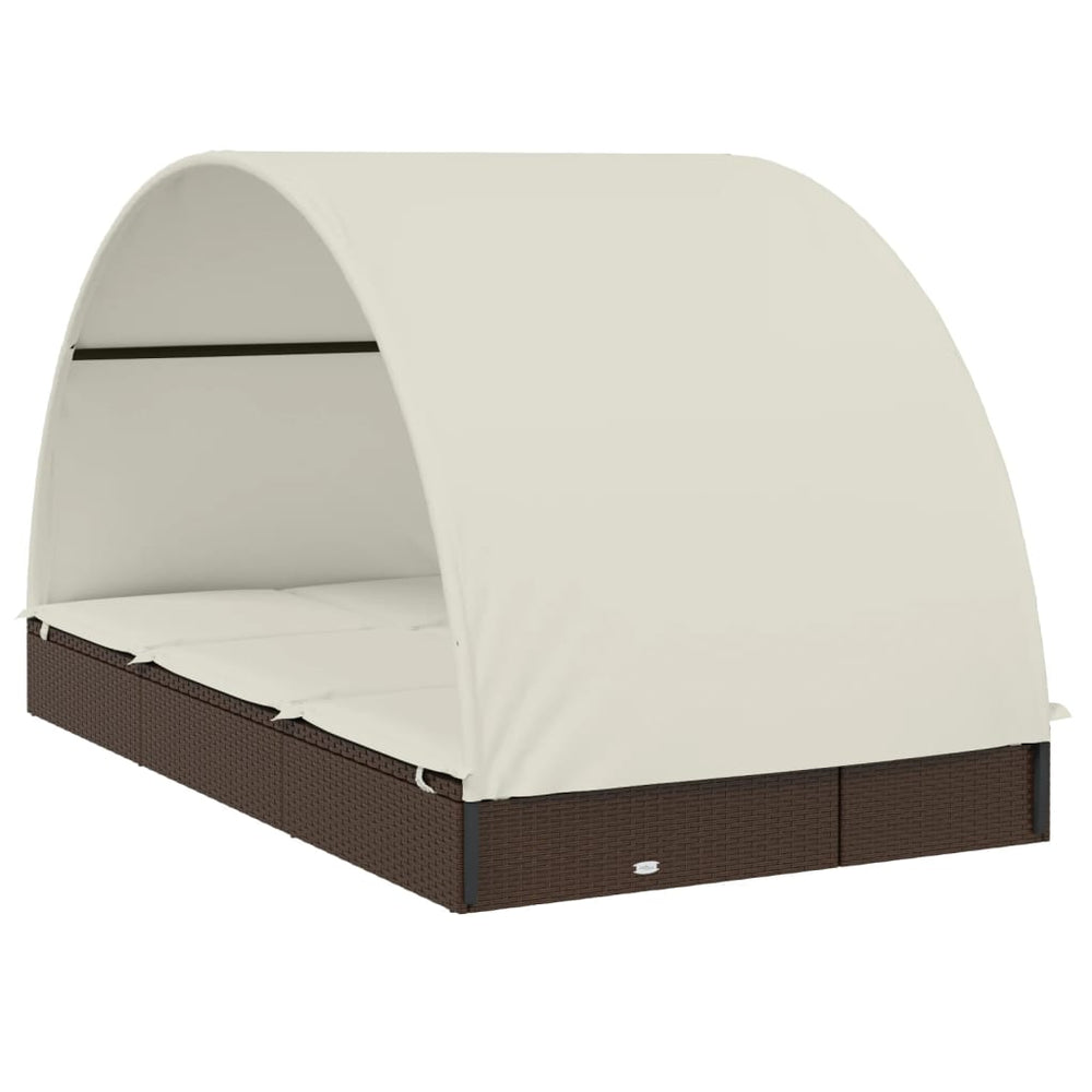Ligbed 2-persoons met rond dak 211x112x140 cm poly rattan bruin MeubelReus