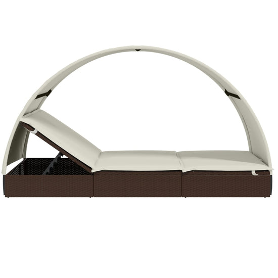 Ligbed 2-persoons met rond dak 211x112x140 cm poly rattan bruin MeubelReus