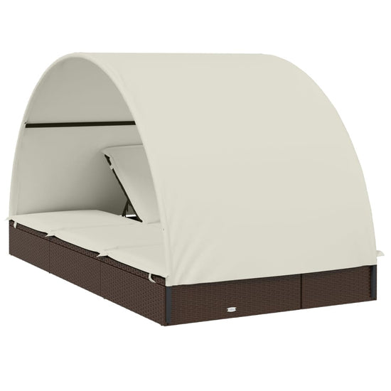 Ligbed 2-persoons met rond dak 211x112x140 cm poly rattan bruin MeubelReus