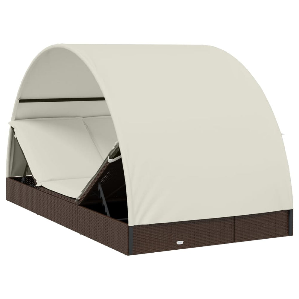 Ligbed 2-persoons met rond dak 211x112x140 cm poly rattan bruin MeubelReus