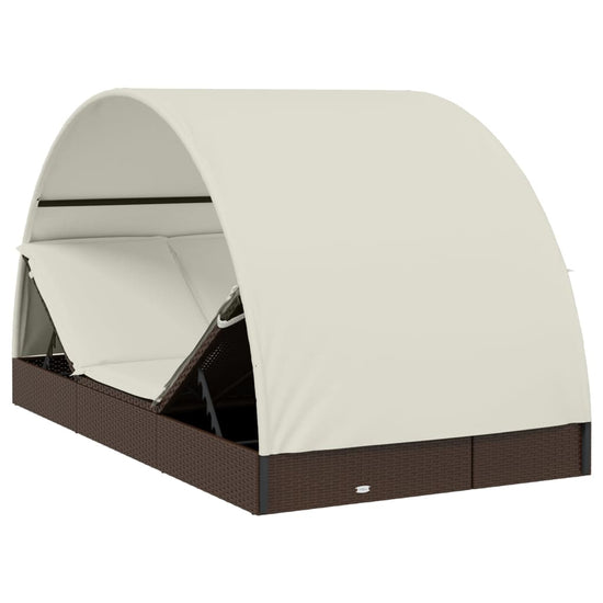 Ligbed 2-persoons met rond dak 211x112x140 cm poly rattan bruin MeubelReus