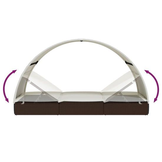 Ligbed 2-persoons met rond dak 211x112x140 cm poly rattan bruin MeubelReus