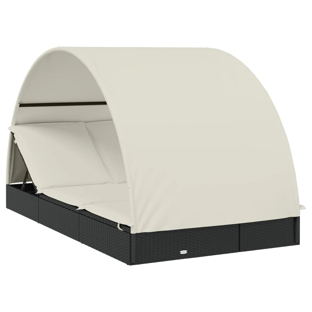 Ligbed 2-persoons met rond dak 211x112x140 cm poly rattan zwart MeubelReus